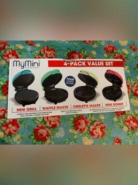 My Mini 4 Pack Value Pack Mini Grill Waffle Maker Omelette & Donut Maker